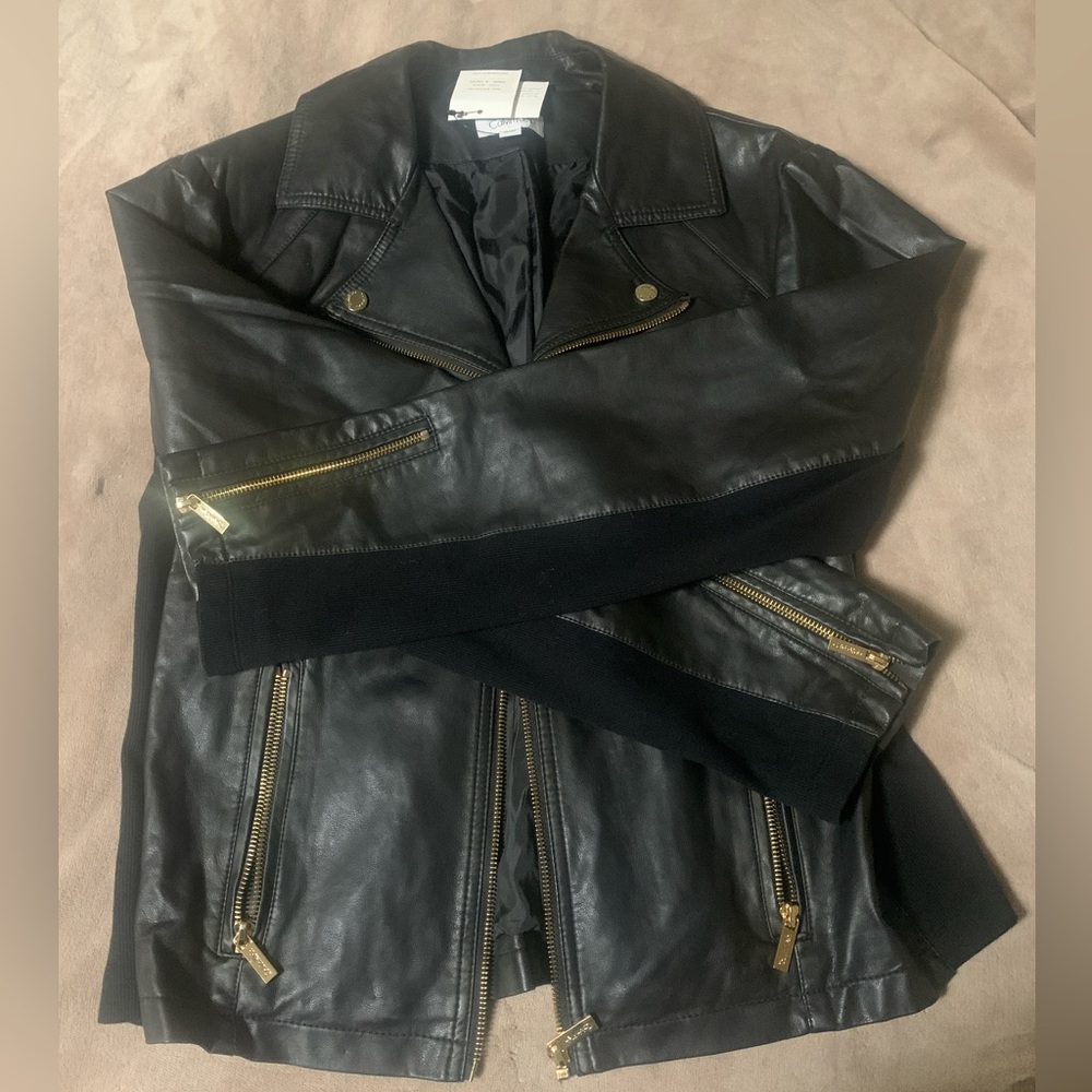 NWT XL Faux leather Moto jacket Calvin Klein